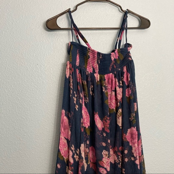 Free People Mirage Floral Hi-Low Flowy Top - Blue/Pink - Picture 6 of 9